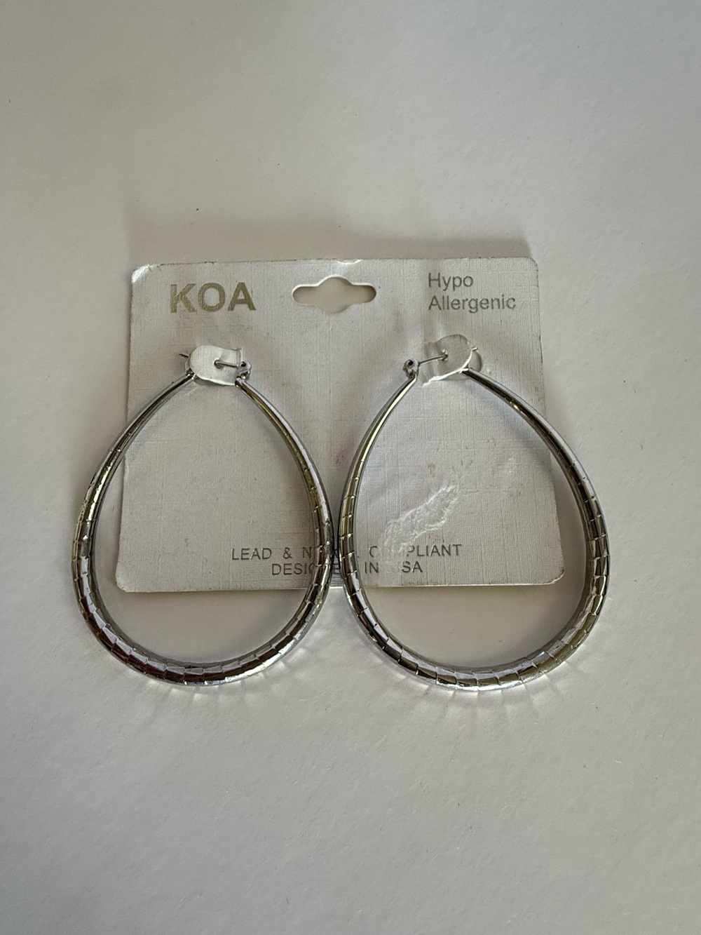 KOA Silver Teardrop Hoop Earrings